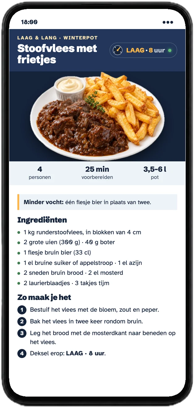 Receptpagina stoofvlees met frietjes
